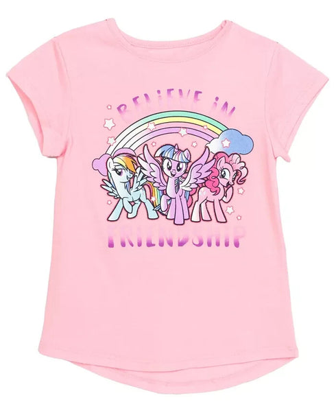 DISNEY Toddler Girls Believe in Friendship Short Sleeve Tee Pink Size 6X